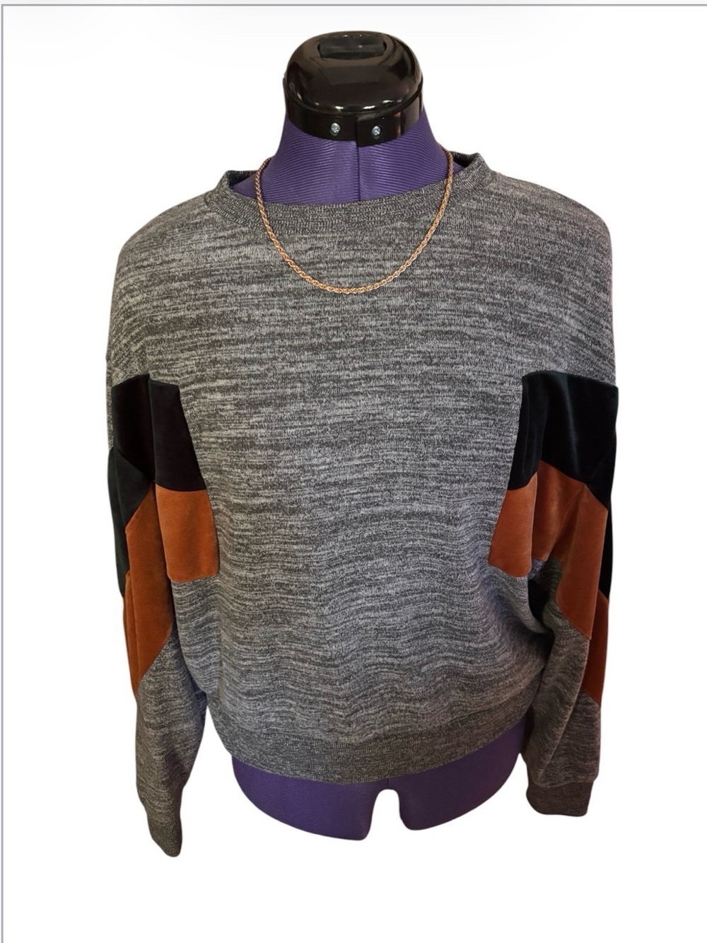 Gilded Intent Sweater Velvet Color Block Women’s Medium Buckle